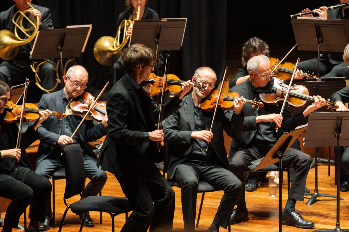 Matthew Truscott directs the OAE from the violin in a performance of Haydn symphonies